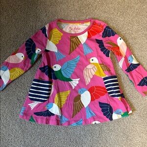 Mini Boden Multicolor Bird Print Long Sleeve Tee